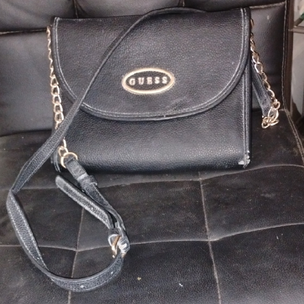 GUESS Black Crossbody with Gold Hardware